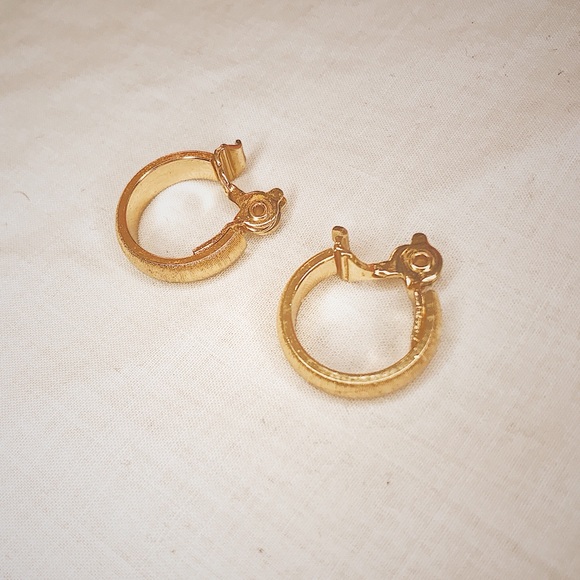 Monet Small Gold Tint Hoop Clip Earrings - Picture 3 of 4